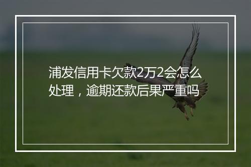 浦发信用卡欠款2万2会怎么处理，逾期还款后果严重吗