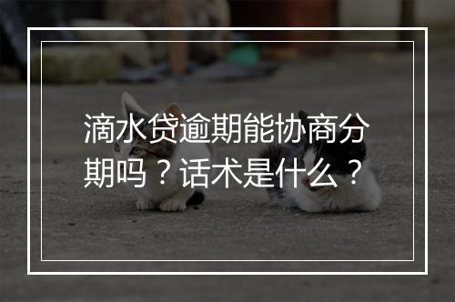 滴水贷逾期能协商分期吗？话术是什么？