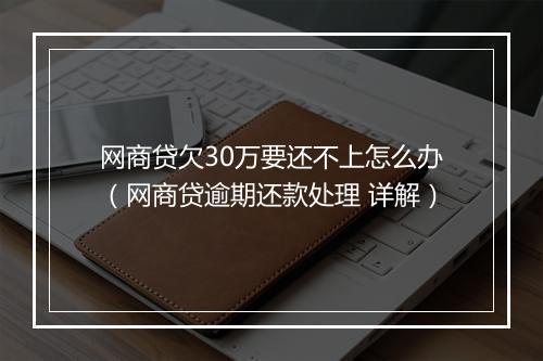 网商贷欠30万要还不上怎么办（网商贷逾期还款处理 详解）