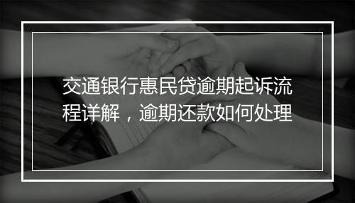 交通银行惠民贷逾期起诉流程详解，逾期还款如何处理