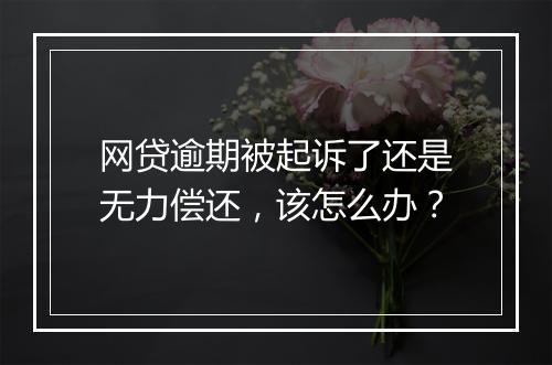 网贷逾期被起诉了还是无力偿还，该怎么办？
