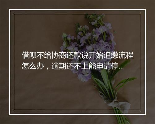 借呗不给协商还款说开始追缴流程怎么办，逾期还不上能申请停催吗