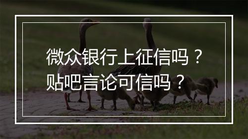 微众银行上征信吗？贴吧言论可信吗？