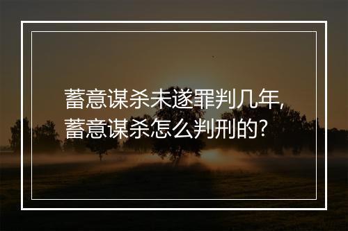 蓄意谋杀未遂罪判几年,蓄意谋杀怎么判刑的?