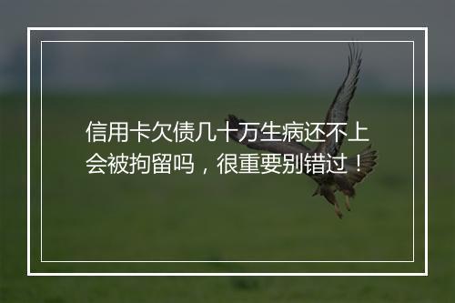 信用卡欠债几十万生病还不上会被拘留吗，很重要别错过！