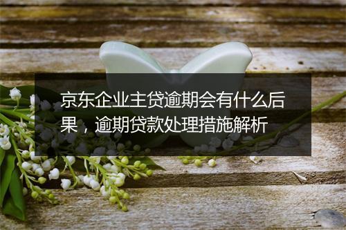 京东企业主贷逾期会有什么后果，逾期贷款处理措施解析