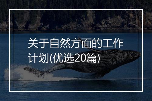 关于自然方面的工作计划(优选20篇)