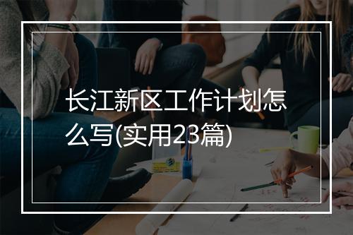 长江新区工作计划怎么写(实用23篇)