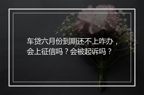 车贷六月份到期还不上咋办，会上征信吗？会被起诉吗？