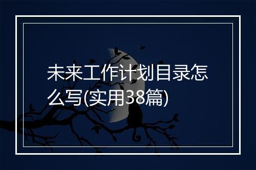 未来工作计划目录怎么写(实用38篇)