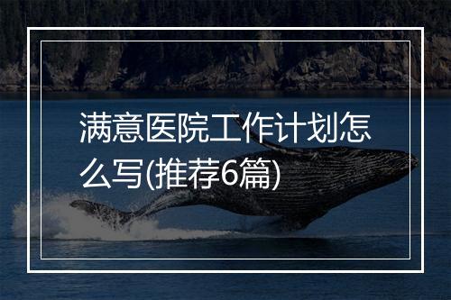 满意医院工作计划怎么写(推荐6篇)