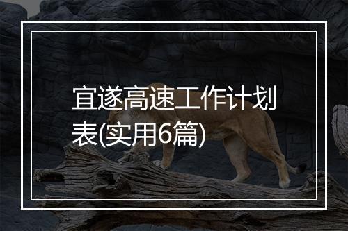 宜遂高速工作计划表(实用6篇)