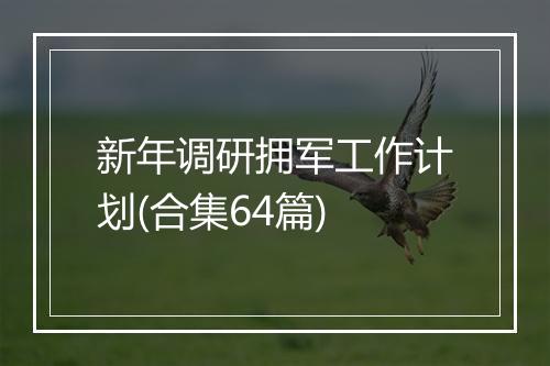 新年调研拥军工作计划(合集64篇)