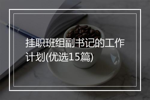 挂职班组副书记的工作计划(优选15篇)