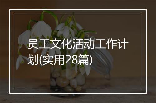员工文化活动工作计划(实用28篇)