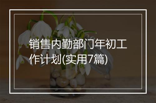 销售内勤部门年初工作计划(实用7篇)
