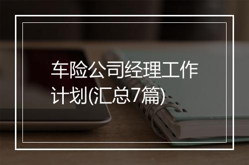 车险公司经理工作计划(汇总7篇)