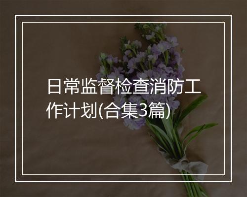 日常监督检查消防工作计划(合集3篇)