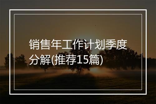 销售年工作计划季度分解(推荐15篇)