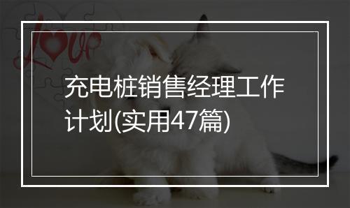 充电桩销售经理工作计划(实用47篇)
