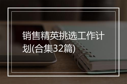 销售精英挑选工作计划(合集32篇)