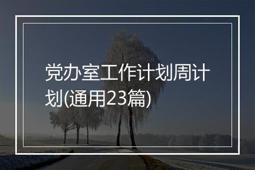 党办室工作计划周计划(通用23篇)