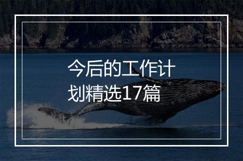 今后的工作计划精选17篇