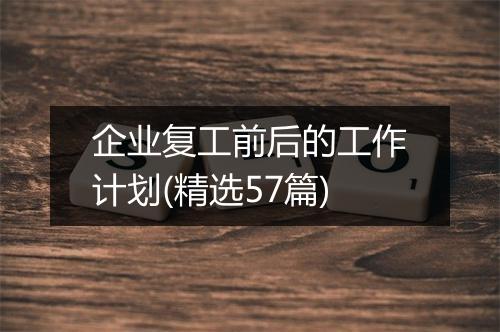 企业复工前后的工作计划(精选57篇)