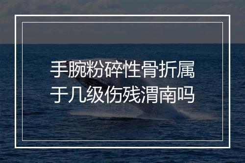 手腕粉碎性骨折属于几级伤残渭南吗