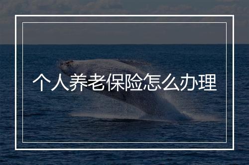 个人养老保险怎么办理