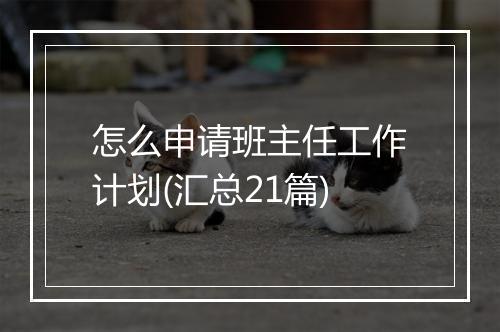 怎么申请班主任工作计划(汇总21篇)
