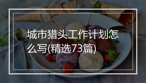 城市猎头工作计划怎么写(精选73篇)
