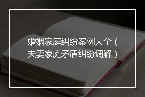 婚姻家庭纠纷案例大全（夫妻家庭矛盾纠纷调解）