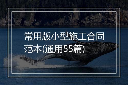 常用版小型施工合同范本(通用55篇)