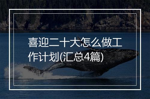 喜迎二十大怎么做工作计划(汇总4篇)