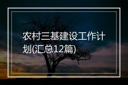 农村三基建设工作计划(汇总12篇)