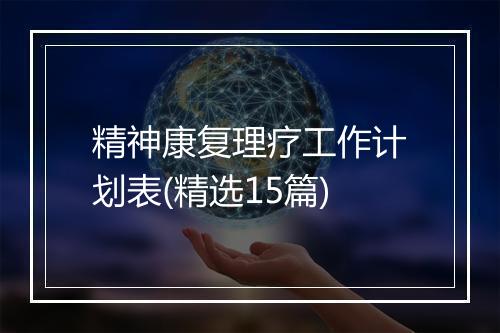 精神康复理疗工作计划表(精选15篇)