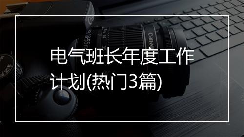 电气班长年度工作计划(热门3篇)