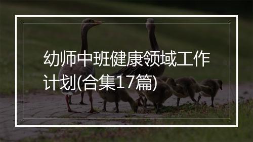 幼师中班健康领域工作计划(合集17篇)