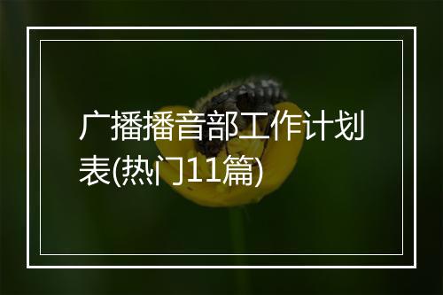 广播播音部工作计划表(热门11篇)