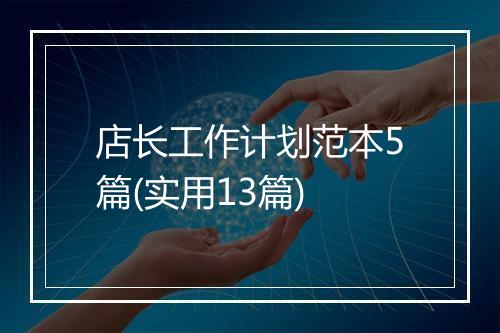 店长工作计划范本5篇(实用13篇)