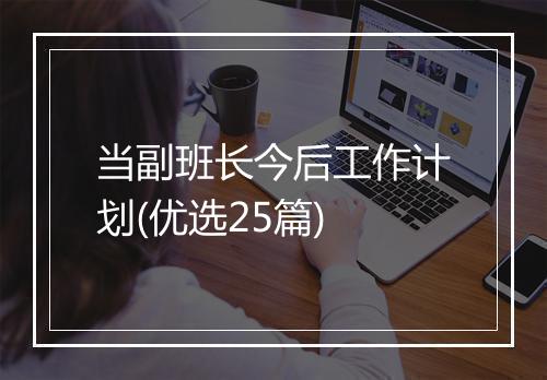 当副班长今后工作计划(优选25篇)
