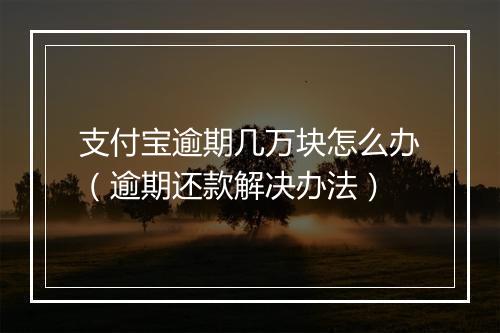 支付宝逾期几万块怎么办（逾期还款解决办法）