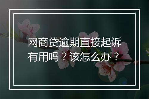网商贷逾期直接起诉有用吗？该怎么办？