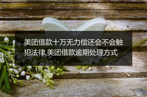 美团借款十万无力偿还会不会触犯法律,美团借款逾期处理方式