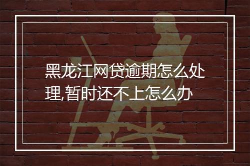黑龙江网贷逾期怎么处理,暂时还不上怎么办