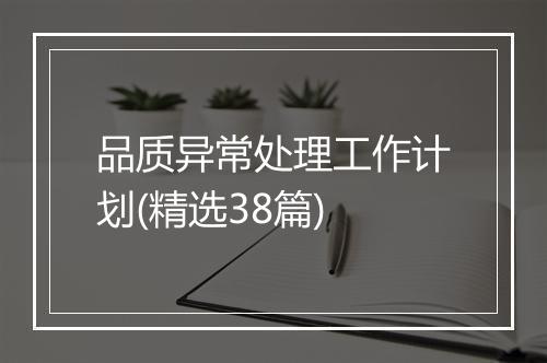 品质异常处理工作计划(精选38篇)