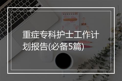 重症专科护士工作计划报告(必备5篇)