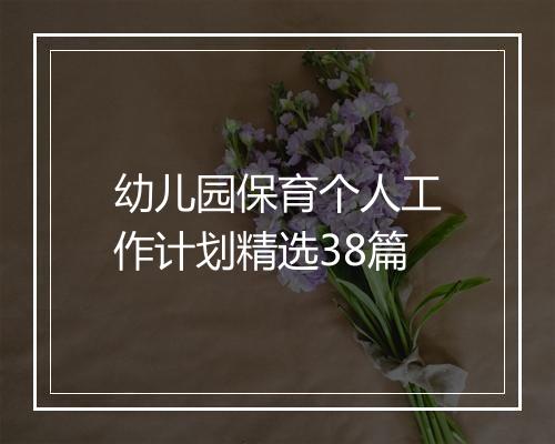 幼儿园保育个人工作计划精选38篇