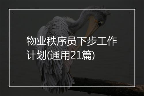 物业秩序员下步工作计划(通用21篇)